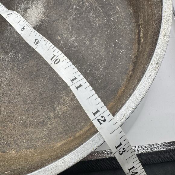 Kitchen Fair 12” Skillet w/ Lid Beige Enamel, Wood Handle, Made in USA (Vintage) - Picture 7 of 7